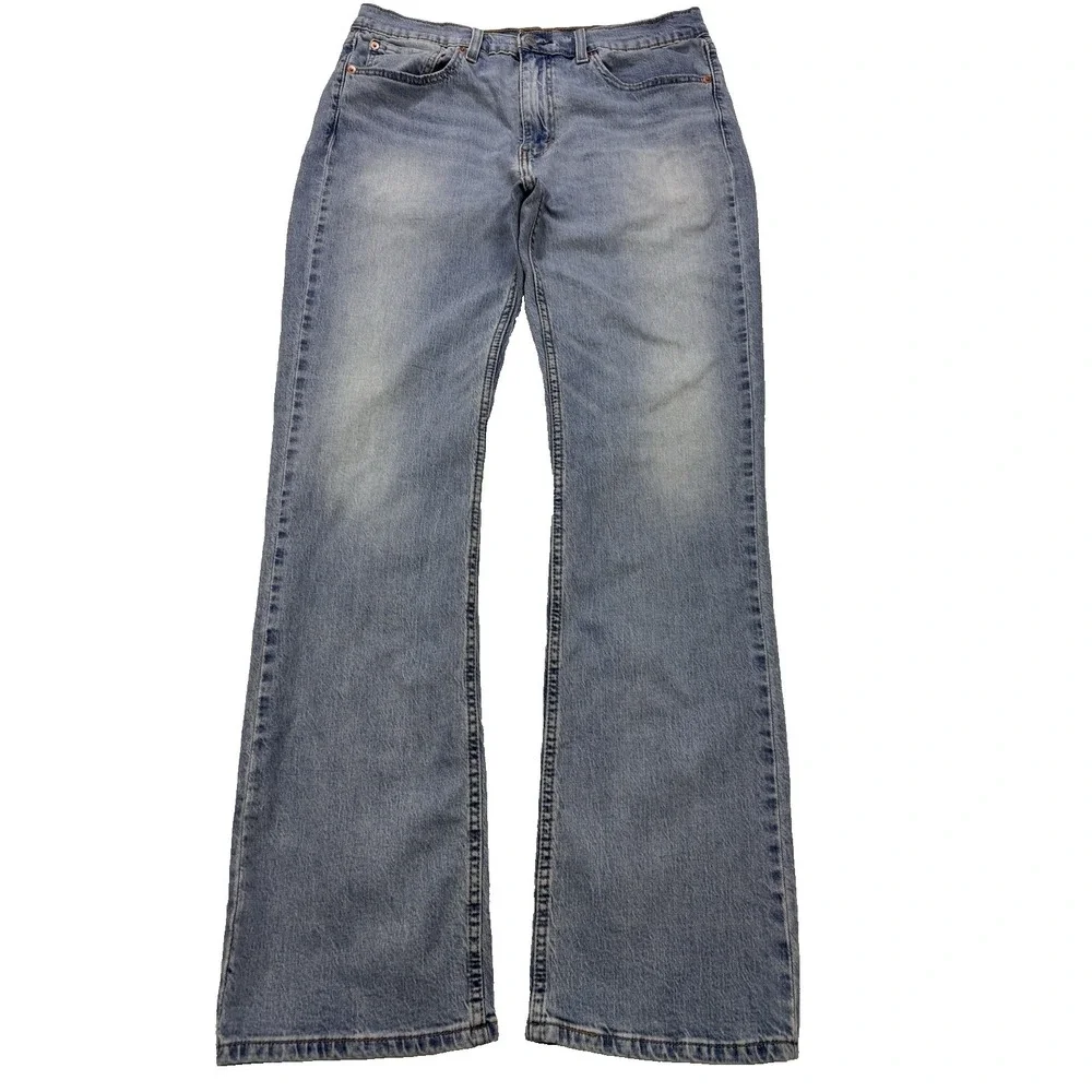 Levis 527 Jeans Men 33x34 Blue Slim Boot Distressed Denim Cowboy Western